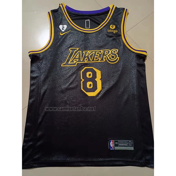Camiseta Los Angeles Lakers Kobe Bryant #8 24 Black Mamba Negro